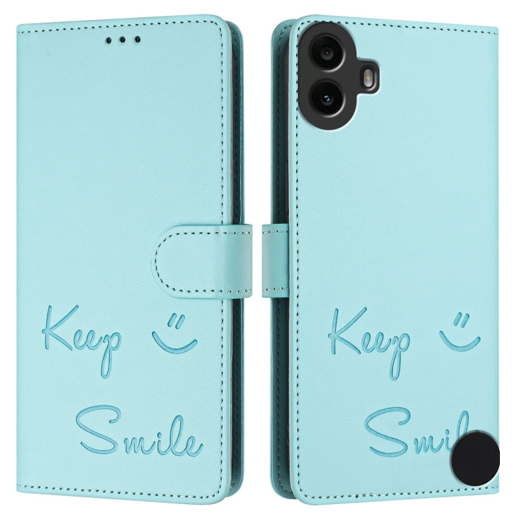 For Nothing CMF Phone 1 Smile Embossing RFID Leather Phone Case(Mint Green) - Nothing Cases by buy2fix | Online Shopping UK | buy2fix