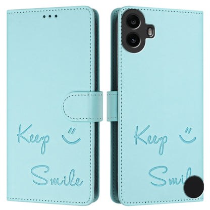 For Nothing CMF Phone 1 Smile Embossing RFID Leather Phone Case(Mint Green) - Nothing Cases by buy2fix | Online Shopping UK | buy2fix