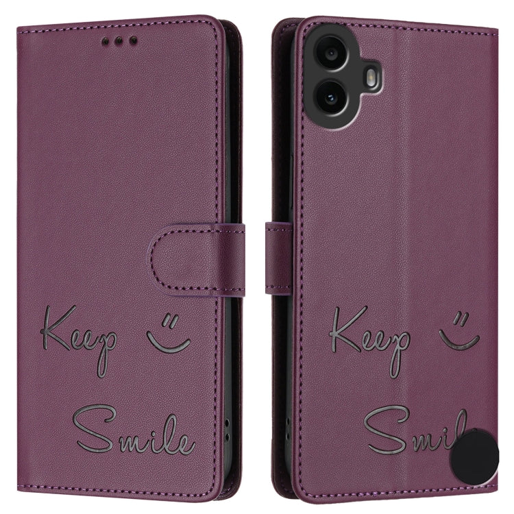 For Nothing CMF Phone 1 Smile Embossing RFID Leather Phone Case(Violet) - Nothing Cases by buy2fix | Online Shopping UK | buy2fix
