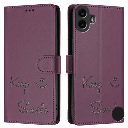 For Nothing CMF Phone 1 Smile Embossing RFID Leather Phone Case(Violet) - Nothing Cases by buy2fix | Online Shopping UK | buy2fix