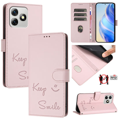 For Ulefone Note 18 Ultra 5G Smile Embossing RFID Leather Phone Case(Pink) by buy2fix