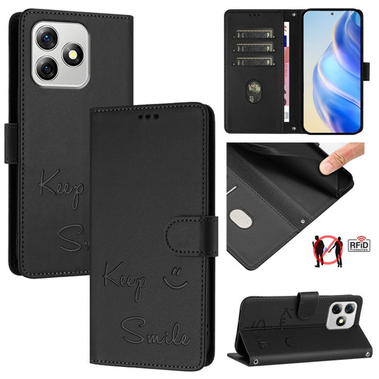 For Ulefone Note 18 Ultra 5G Smile Embossing RFID Leather Phone Case(Black) by buy2fix