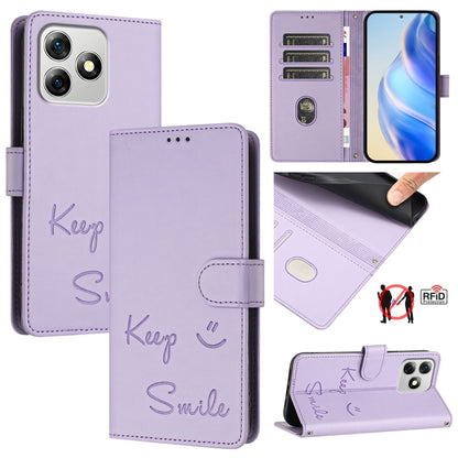For Ulefone Note 18 Ultra 5G Smile Embossing RFID Leather Phone Case(Light Purple) by buy2fix
