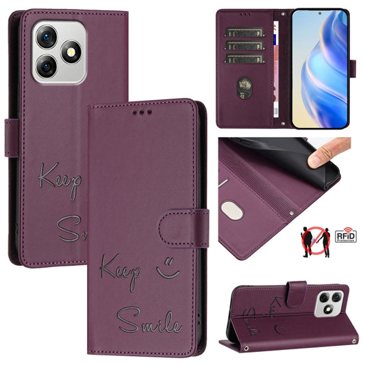 For Ulefone Note 18 Ultra 5G Smile Embossing RFID Leather Phone Case(Violet) by buy2fix