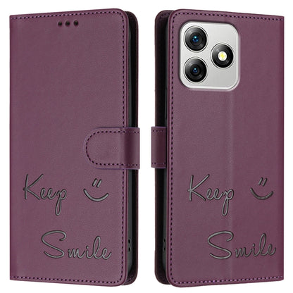 For Ulefone Note 18 Ultra 5G Smile Embossing RFID Leather Phone Case(Violet) by buy2fix