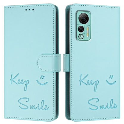 For Ulefone Note 14 Smile Embossing RFID Leather Phone Case(Mint Green) by buy2fix