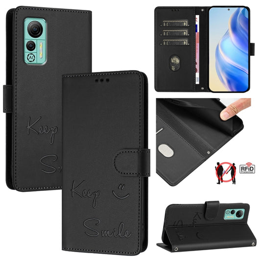 For Ulefone Note 14 Smile Embossing RFID Leather Phone Case(Black) by buy2fix