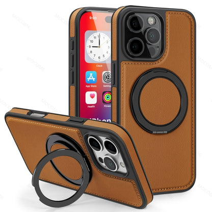 For iPhone 16 Pro Max Yashi 360 Degree Rotating MagSafe Holder Phone Case(Brown) - iPhone 16 Pro Max Cases by buy2fix | Online Shopping UK | buy2fix