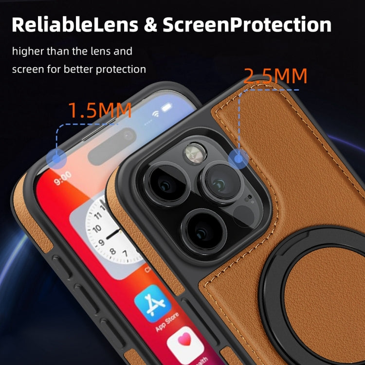 For iPhone 16 Pro Yashi 360 Degree Rotating MagSafe Holder Phone Case(Brown) - iPhone 16 Pro Cases by buy2fix | Online Shopping UK | buy2fix