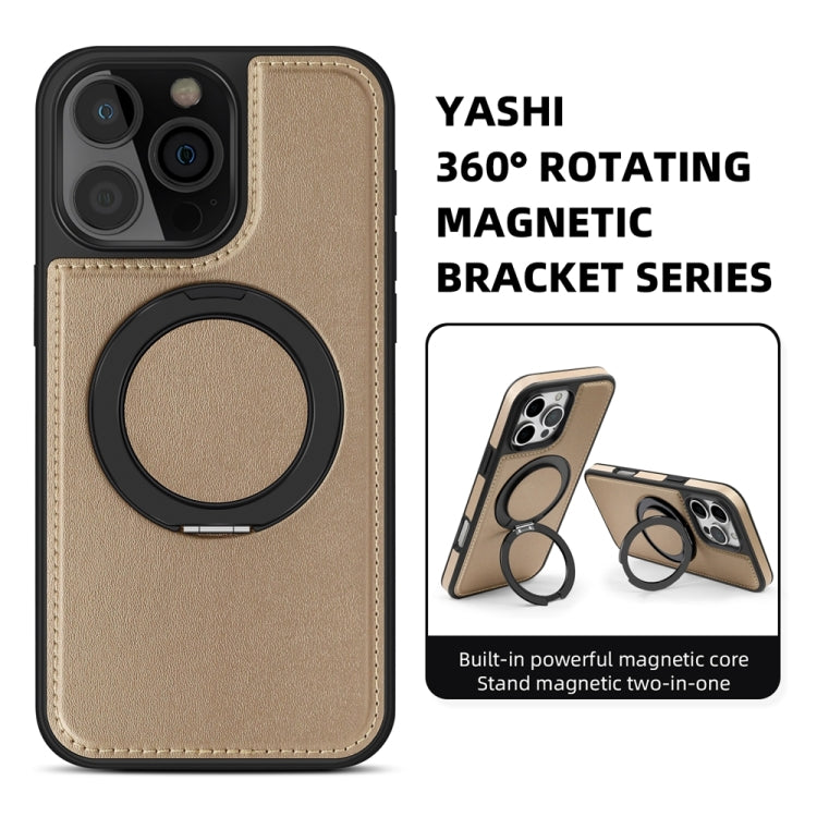 For iPhone 16 Pro Yashi 360 Degree Rotating MagSafe Holder Phone Case(Desert Gold) - iPhone 16 Pro Cases by buy2fix | Online Shopping UK | buy2fix