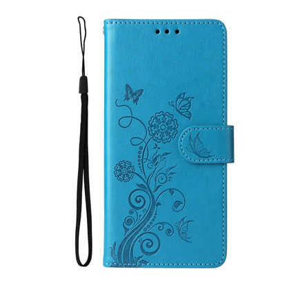 For Samsung Galaxy S25+ 5G Embossed Butterfly Flowers Leather Phone Case(Blue) - Galaxy S25+ 5G Cases by buy2fix | Online Shopping UK | buy2fix