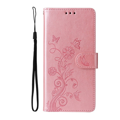 For Samsung Galaxy S25 Ultra 5G Embossed Butterfly Flowers Leather Phone Case(Rose Gold) by buy2fix