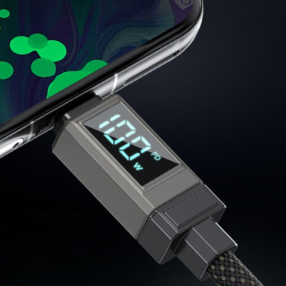 WK WDC-39 Smart Digital Display 1.2m 66W USB to Type-C Fast Charging Data Cable(Black Grey) - USB-C & Type-C Cable by WK | Online Shopping UK | buy2fix