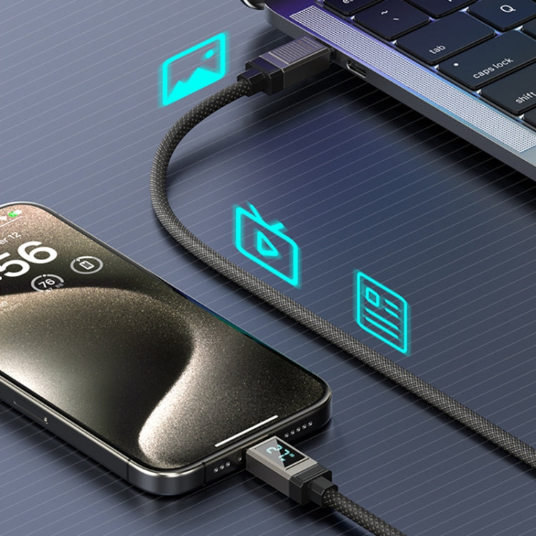 WK WDC-39 Smart Digital Display 1.2m 66W USB to Type-C Fast Charging Data Cable(Black Grey) - USB-C & Type-C Cable by WK | Online Shopping UK | buy2fix