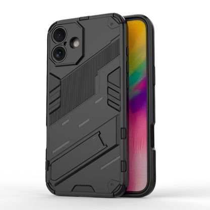 For iPhone 16 Punk Armor 2 in 1 PC + TPU Phone Case with Holder(Black) - iPhone 16 Cases by buy2fix | Online Shopping UK | buy2fix