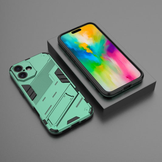 For iPhone 16 Punk Armor 2 in 1 PC + TPU Phone Case with Holder(Green) by buy2fix