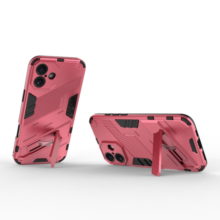 For iPhone 16 Punk Armor 2 in 1 PC + TPU Phone Case with Holder(Light Red) - iPhone 16 Cases by buy2fix | Online Shopping UK | buy2fix