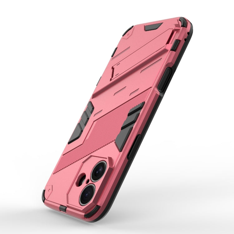 For iPhone 16 Punk Armor 2 in 1 PC + TPU Phone Case with Holder(Light Red) - iPhone 16 Cases by buy2fix | Online Shopping UK | buy2fix