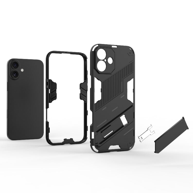 For iPhone 16 Punk Armor 2 in 1 PC + TPU Phone Case with Holder(Light Red) - iPhone 16 Cases by buy2fix | Online Shopping UK | buy2fix