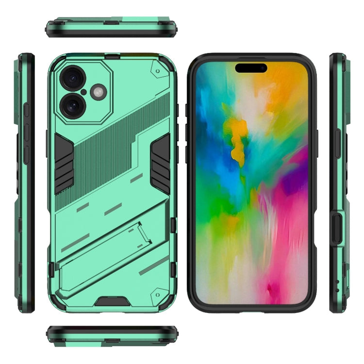 For iPhone 16 Plus Punk Armor 2 in 1 PC + TPU Phone Case with Holder(Green) by buy2fix