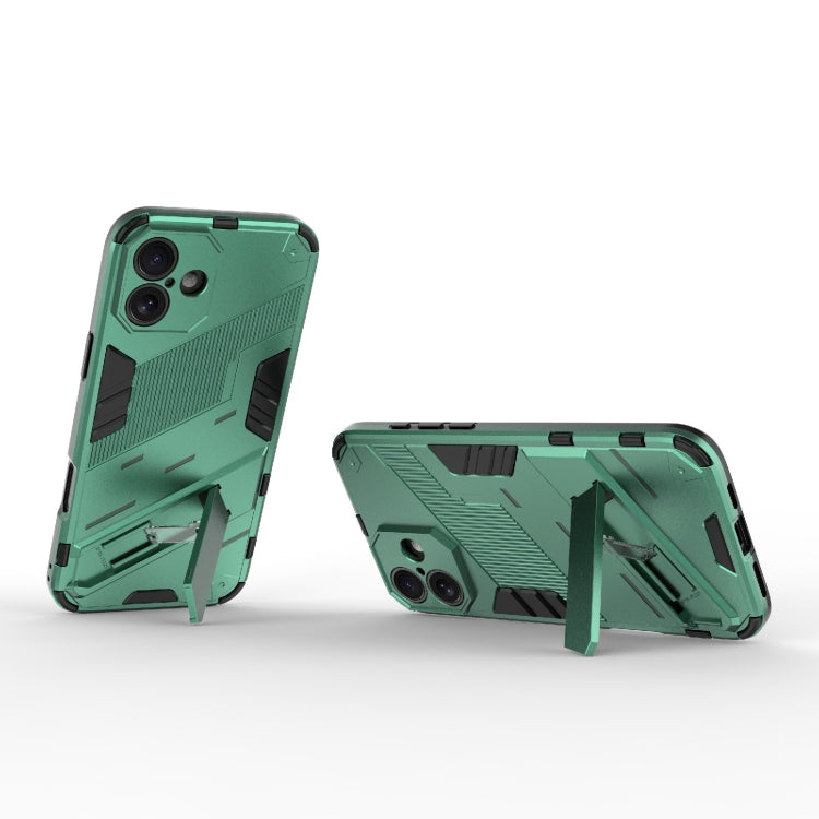 For iPhone 16 Plus Punk Armor 2 in 1 PC + TPU Phone Case with Holder(Green) by buy2fix