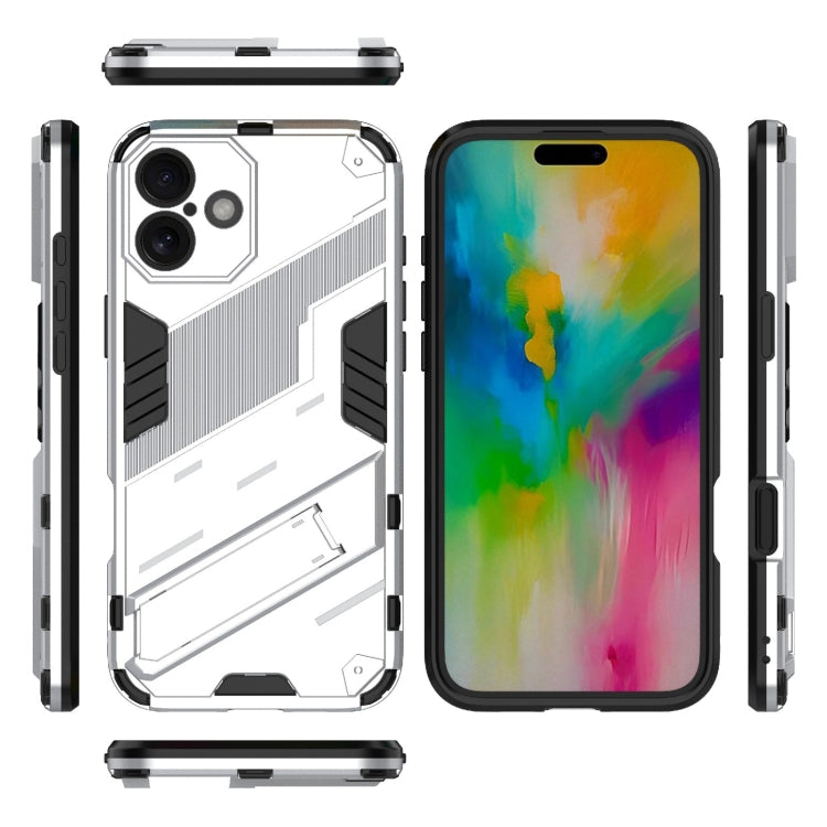 For iPhone 16 Plus Punk Armor 2 in 1 PC + TPU Phone Case with Holder(White) by buy2fix