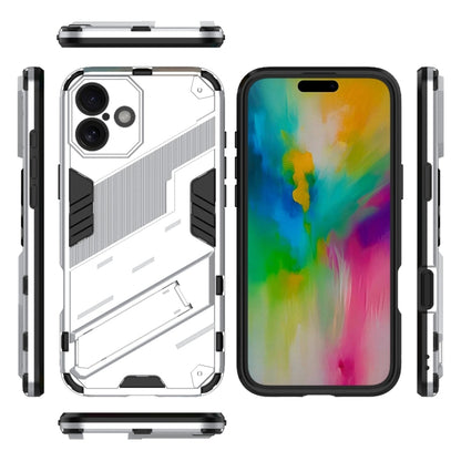 For iPhone 16 Plus Punk Armor 2 in 1 PC + TPU Phone Case with Holder(White) by buy2fix