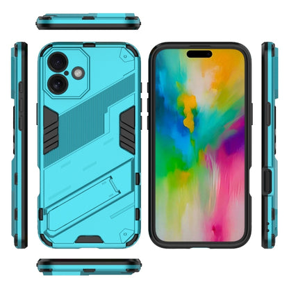 For iPhone 16 Plus Punk Armor 2 in 1 PC + TPU Phone Case with Holder(Blue) by buy2fix