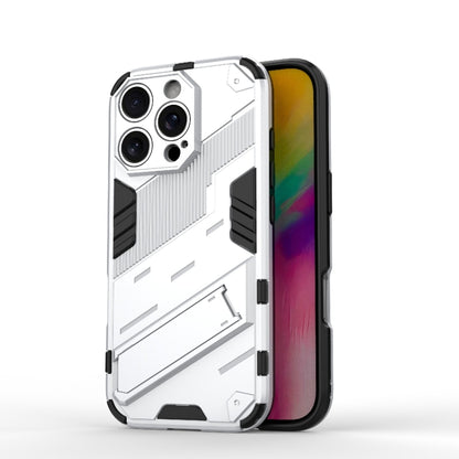 For iPhone 16 Pro Punk Armor 2 in 1 PC + TPU Phone Case with Holder(White) - iPhone 16 Pro Cases by buy2fix | Online Shopping UK | buy2fix