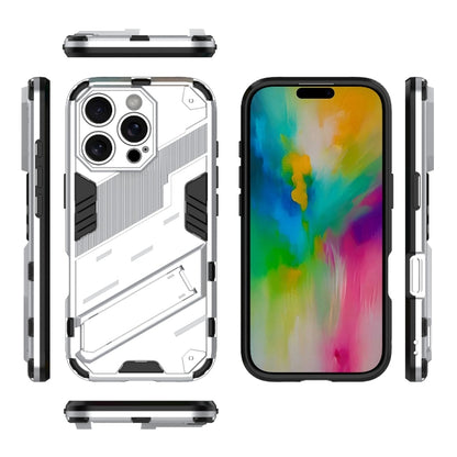 For iPhone 16 Pro Punk Armor 2 in 1 PC + TPU Phone Case with Holder(White) - iPhone 16 Pro Cases by buy2fix | Online Shopping UK | buy2fix