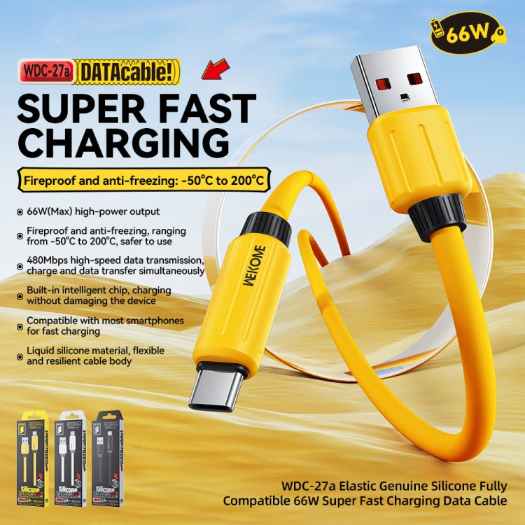 WK WDC-27a Elastic Genuine Silicone 1m 66W USB to Type-C Fast Charging Data Cable(White) - USB-C & Type-C Cable by WK | Online Shopping UK | buy2fix