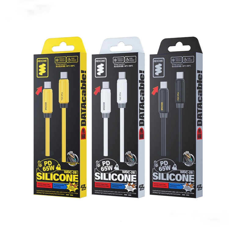 WK WDC-28 Elastic Genuine Silicone 1m PD65W Type-C to Type-C Fast Charging Data Cable(White) - USB-C & Type-C Cable by WK | Online Shopping UK | buy2fix