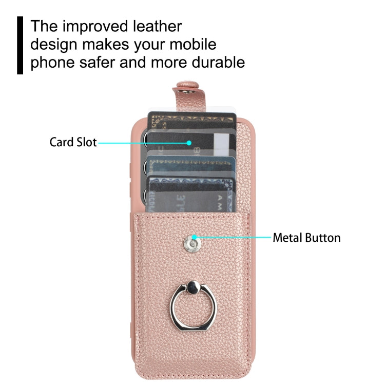 For Samsung Galaxy S25 5G Litchi Texture Drawing Card Bag Ring Holder Phone Case(Black) by buy2fix
