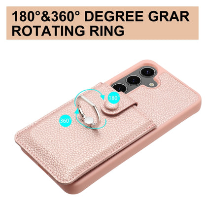 For Samsung Galaxy S25+ 5G Litchi Texture Drawing Card Bag Ring Holder Phone Case(Wine Red) by buy2fix