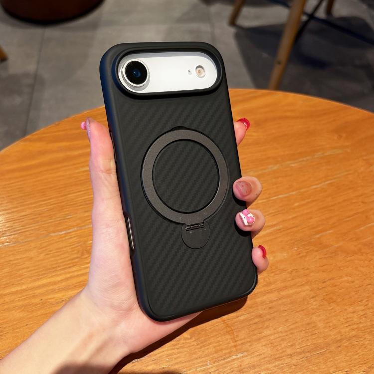 For iPhone Air Carbon Fiber MagSafe 360 Degree Rotating Holder Phone Case(Black) - iPhone Air Cases by buy2fix | Online Shopping UK | buy2fix