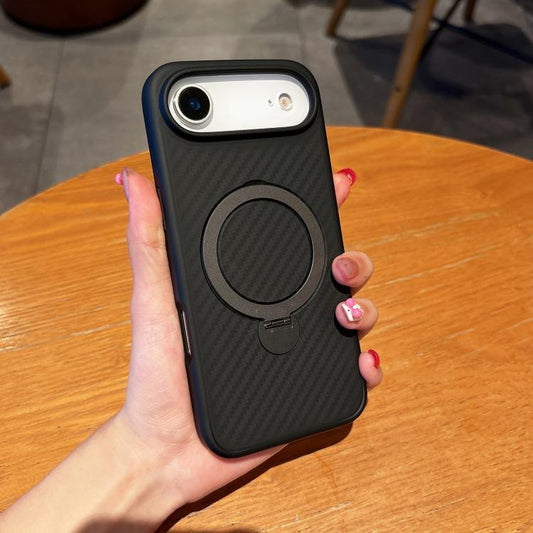 For iPhone Air Carbon Fiber MagSafe 360 Degree Rotating Holder Phone Case(Black) - iPhone Air Cases by buy2fix | Online Shopping UK | buy2fix