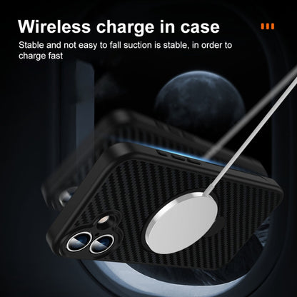 For iPhone 15 Carbon Fiber MagSafe 360 Degree Rotating Holder Phone Case(Black) - iPhone 15 Cases by buy2fix | Online Shopping UK | buy2fix