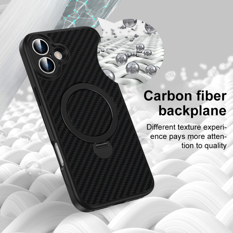 For iPhone 17 Pro Carbon Fiber MagSafe 360 Degree Rotating Holder Phone Case(Black) - iPhone 17 Pro Cases by buy2fix | Online Shopping UK | buy2fix