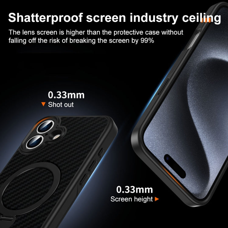 For iPhone 17 Carbon Fiber MagSafe 360 Degree Rotating Holder Phone Case(Black) - iPhone 17 Cases by buy2fix | Online Shopping UK | buy2fix