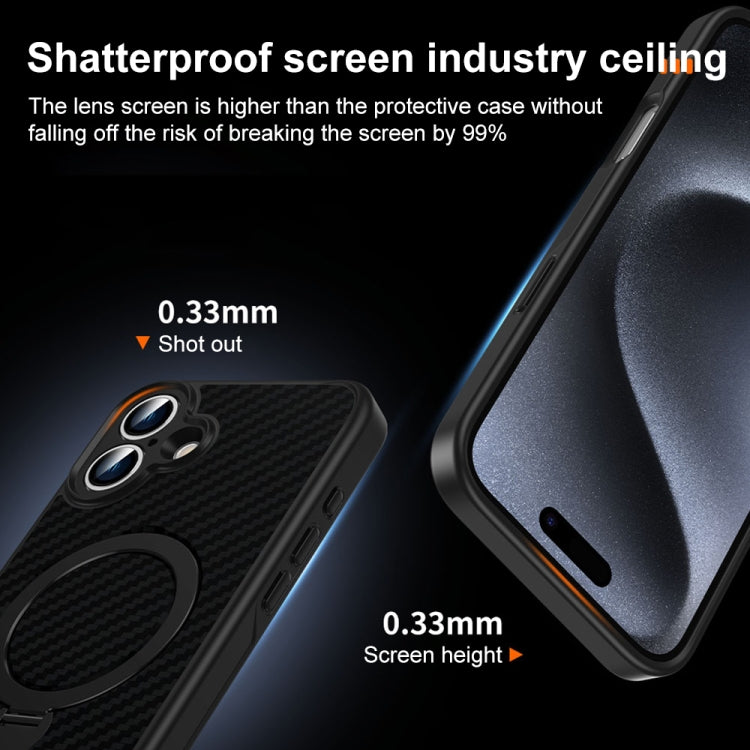 For iPhone 14 Pro Max Carbon Fiber MagSafe 360 Degree Rotating Holder Phone Case(Black) - iPhone 14 Pro Max Cases by buy2fix | Online Shopping UK | buy2fix