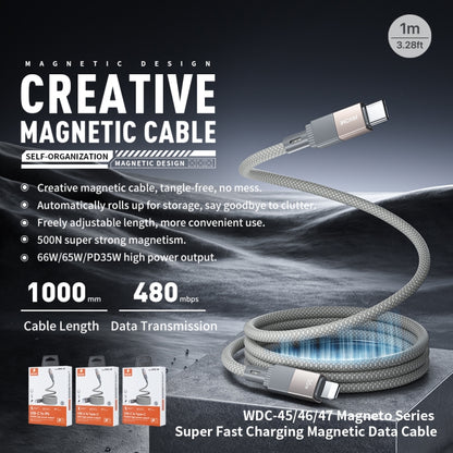 WK WDC-46 Magneto Series 1m 65W Type-C to Type-C Fast Charging Magnetic Data Cable(Grey) - USB-C & Type-C Cable by WK | Online Shopping UK | buy2fix
