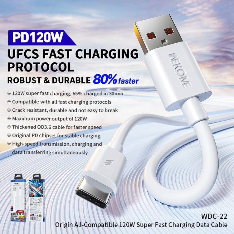 WK WDC-22 Origin All Compatible 1m 120W USB to Type-C Fast Charging Data Cable(White) - USB-C & Type-C Cable by WK | Online Shopping UK | buy2fix