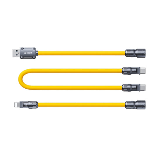 WK WDC-20 Mecha Series Silicone 1.4m 65W 4-in-1 Fast Charging Data Cable(Yellow)