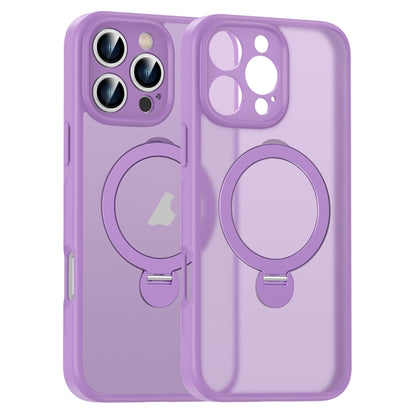 For iPhone 13 Pro Max Matte Texture 360 Degree Rotary Tone Holder MagSafe Phone Case(Roland Purple) - iPhone 13 Pro Max Cases by buy2fix | Online Shopping UK | buy2fix