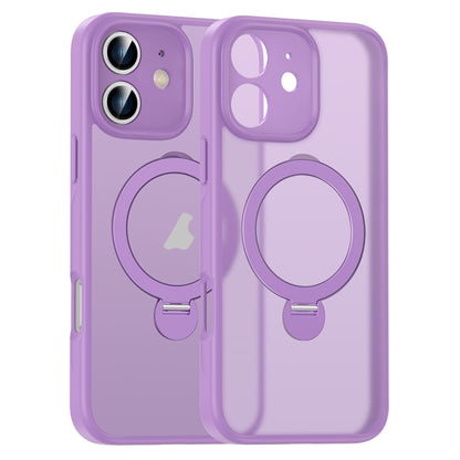 For iPhone 12 Matte Texture 360 Degree Rotary Tone Holder MagSafe Phone Case(Roland Purple) - iPhone 12 / 12 Pro Cases by buy2fix | Online Shopping UK | buy2fix