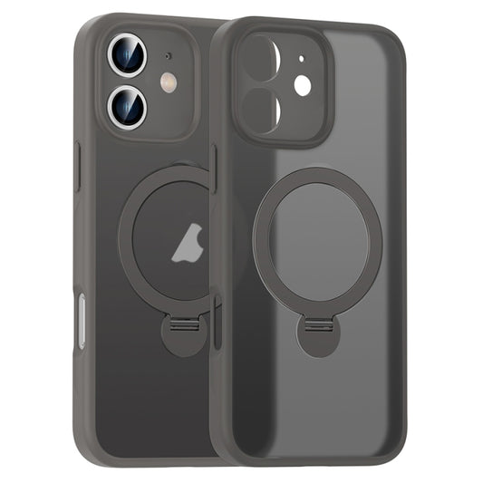 For iPhone 12 Matte Texture 360 Degree Rotary Tone Holder MagSafe Phone Case(Titanium Gray) - iPhone 12 / 12 Pro Cases by buy2fix | Online Shopping UK | buy2fix