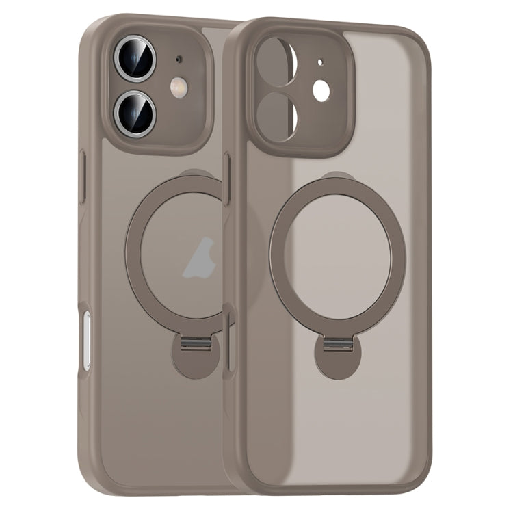 For iPhone 12 Matte Texture 360 Degree Rotary Tone Holder MagSafe Phone Case(Titanium Gold) - iPhone 12 / 12 Pro Cases by buy2fix | Online Shopping UK | buy2fix