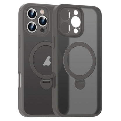 For iPhone 12 Pro Max Matte Texture 360 Degree Rotary Tone Holder MagSafe Phone Case(Titanium Gray) - iPhone 12 Pro Max Cases by buy2fix | Online Shopping UK | buy2fix