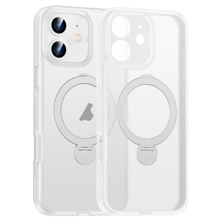 For iPhone 11 Matte Texture 360 Degree Rotary Tone Holder MagSafe Phone Case(Transparent) - iPhone 11 Cases by buy2fix | Online Shopping UK | buy2fix
