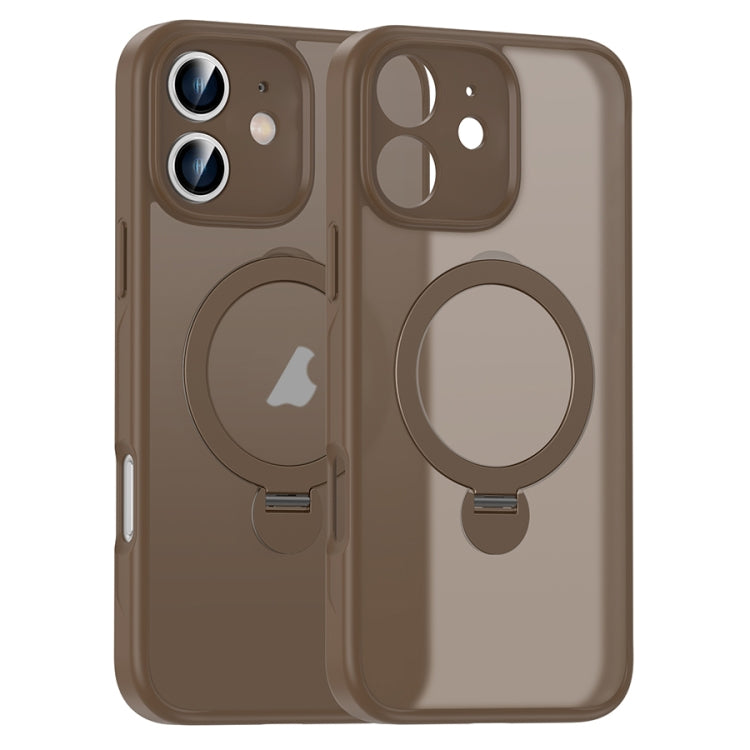 For iPhone 11 Matte Texture 360 Degree Rotary Tone Holder MagSafe Phone Case(Bronze) - iPhone 11 Cases by buy2fix | Online Shopping UK | buy2fix